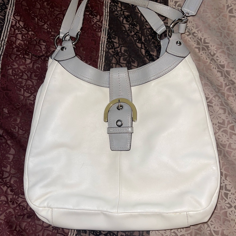 White leather Coach purse